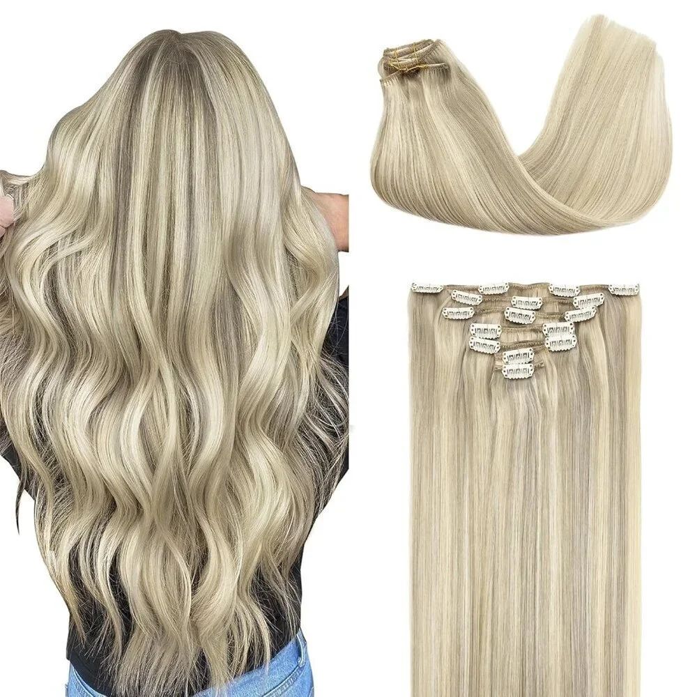 Clip in Hair Extensions Real Human Hair, Remy Human Hair Extensions Clip ins for